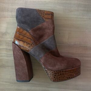 Vince Camuto Brown Patchwork Heeled Boots